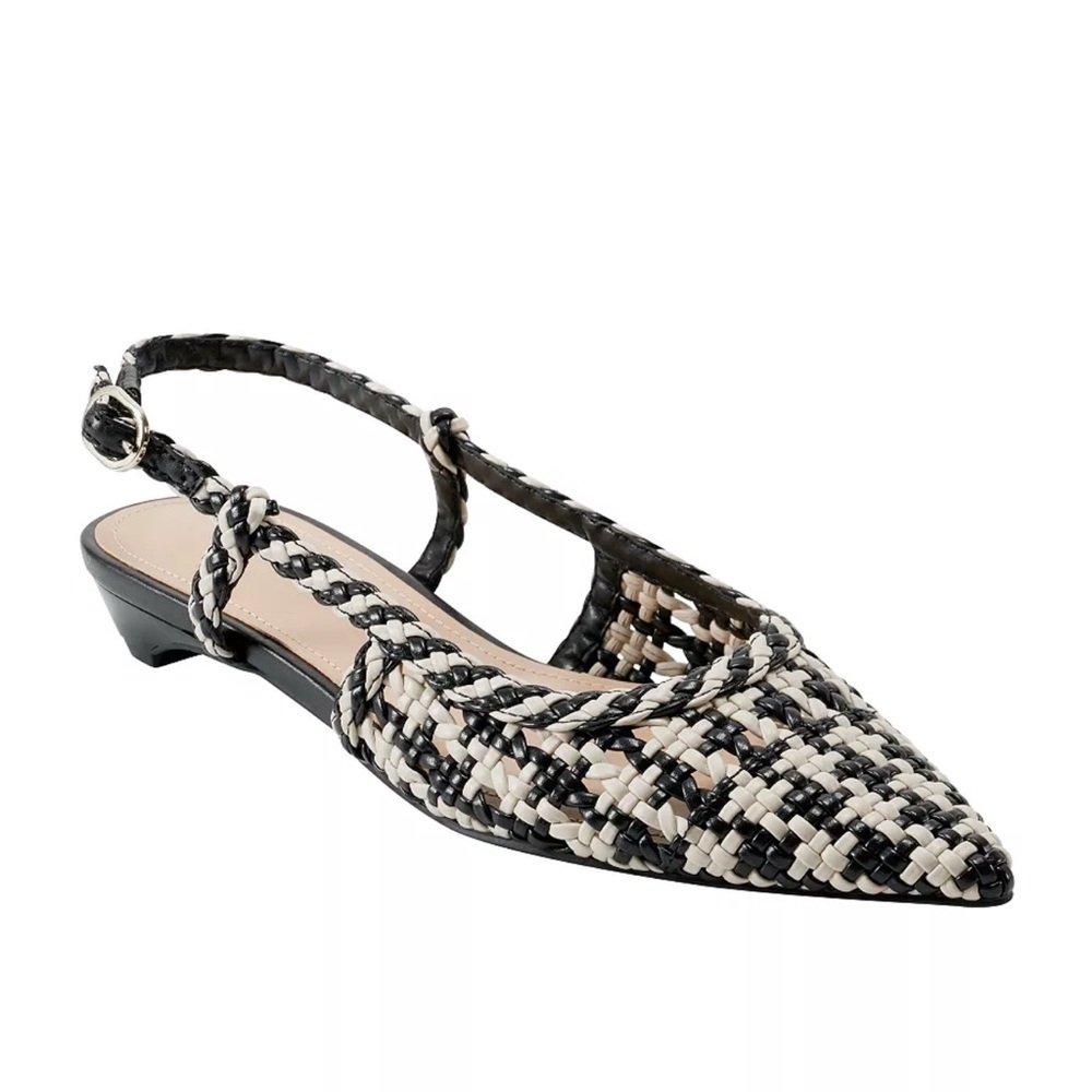 NEW Marc Fisher Kelysa Woven Slingback Pointy Flats in black and white